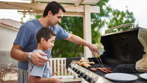 Labor day BBQ father and son.