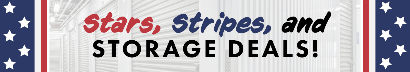 Stars, Stripes and Storage Deals banner.